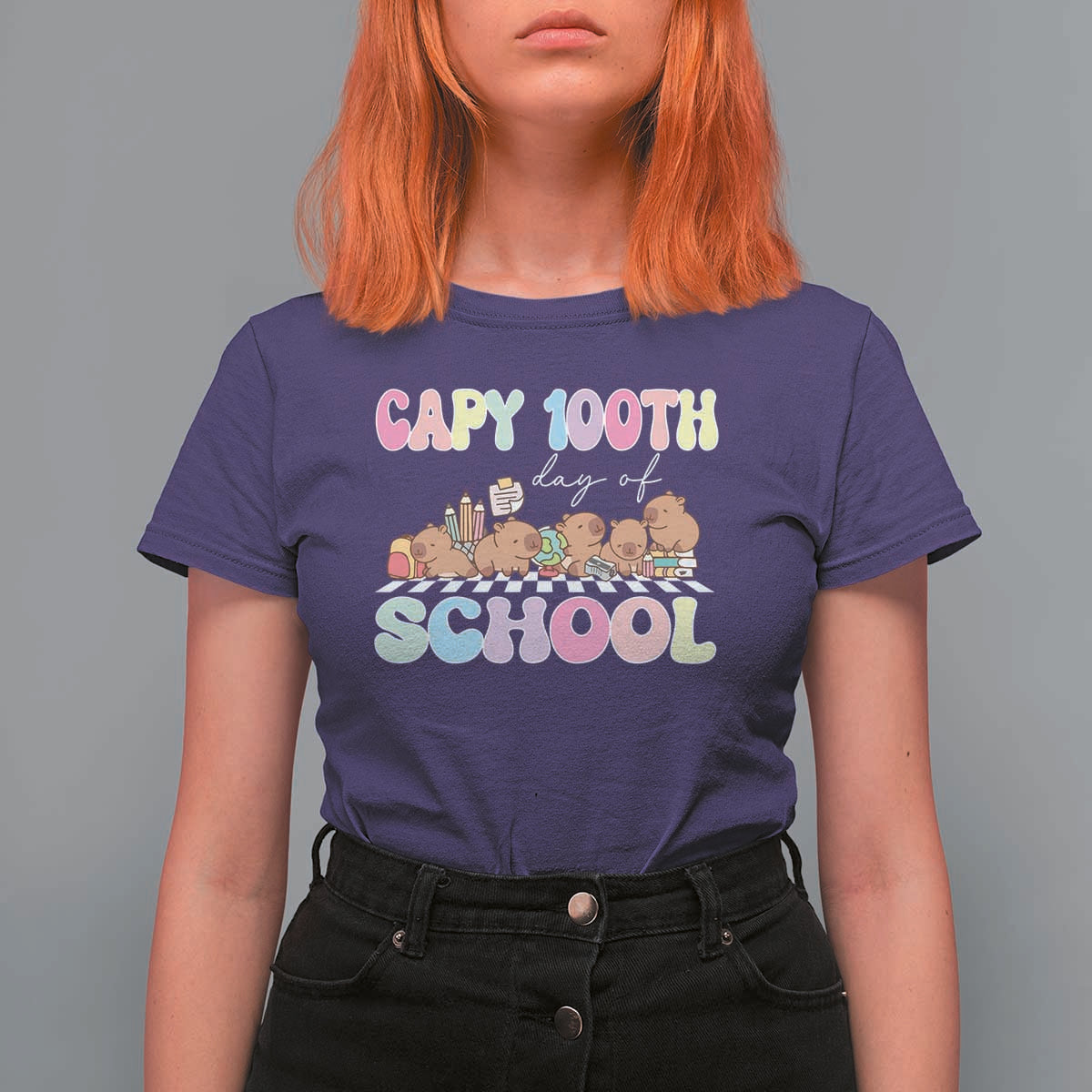 Capy 100 Days Of School Cute Capybara T Shirt For Women - Wonder Print Shop