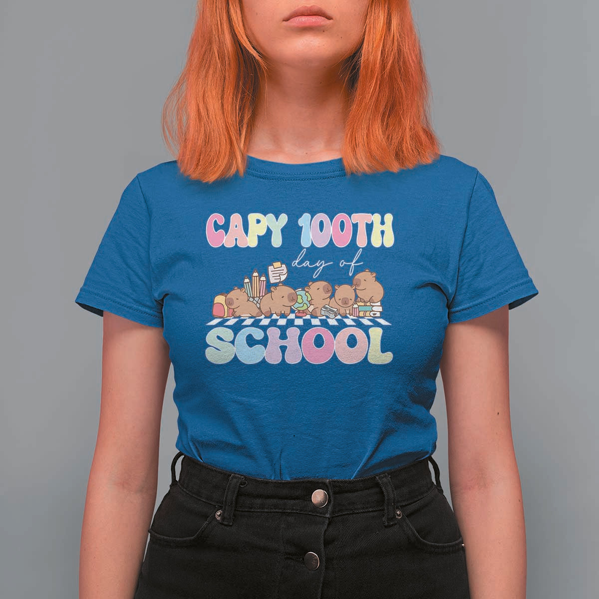 Capy 100 Days Of School Cute Capybara T Shirt For Women - Wonder Print Shop