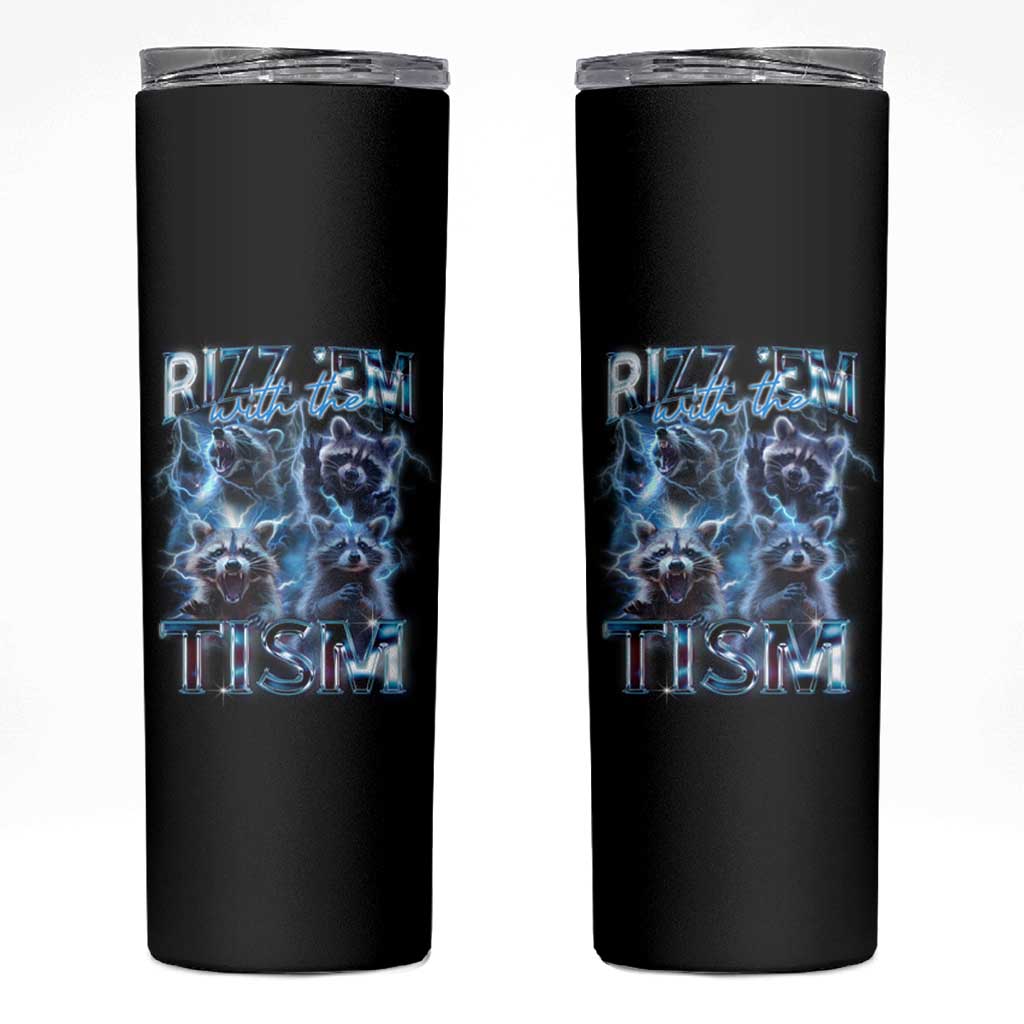 Autism Awareness Skinny Tumbler Rizz Em With The Tism Funny Meme Autistic Raccoon