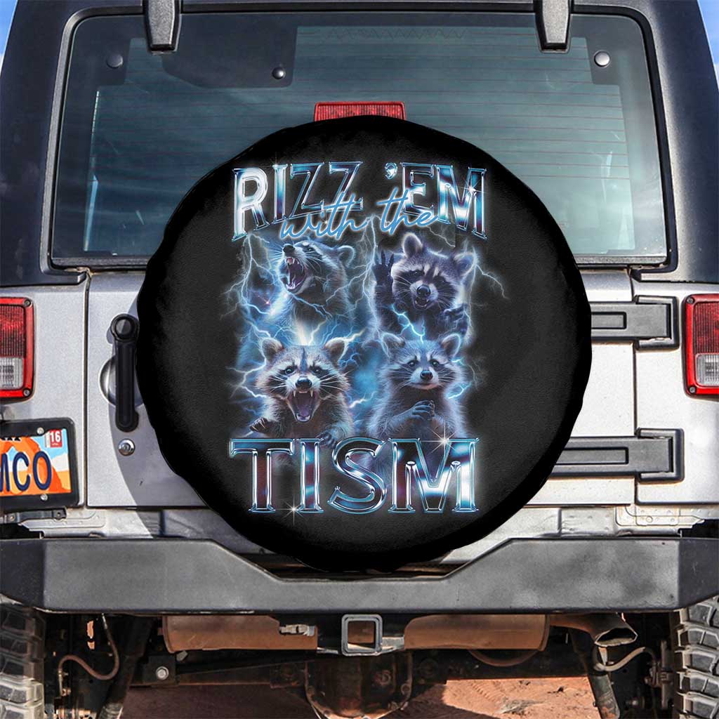 Autism Awareness Spare Tire Cover Rizz Em With The Tism Funny Meme Autistic Raccoon