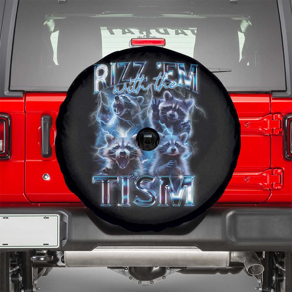 Autism Awareness Spare Tire Cover Rizz Em With The Tism Funny Meme Autistic Raccoon