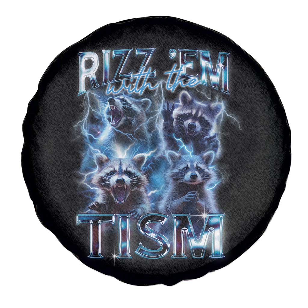 Autism Awareness Spare Tire Cover Rizz Em With The Tism Funny Meme Autistic Raccoon