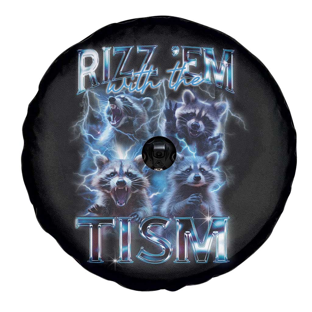 Autism Awareness Spare Tire Cover Rizz Em With The Tism Funny Meme Autistic Raccoon
