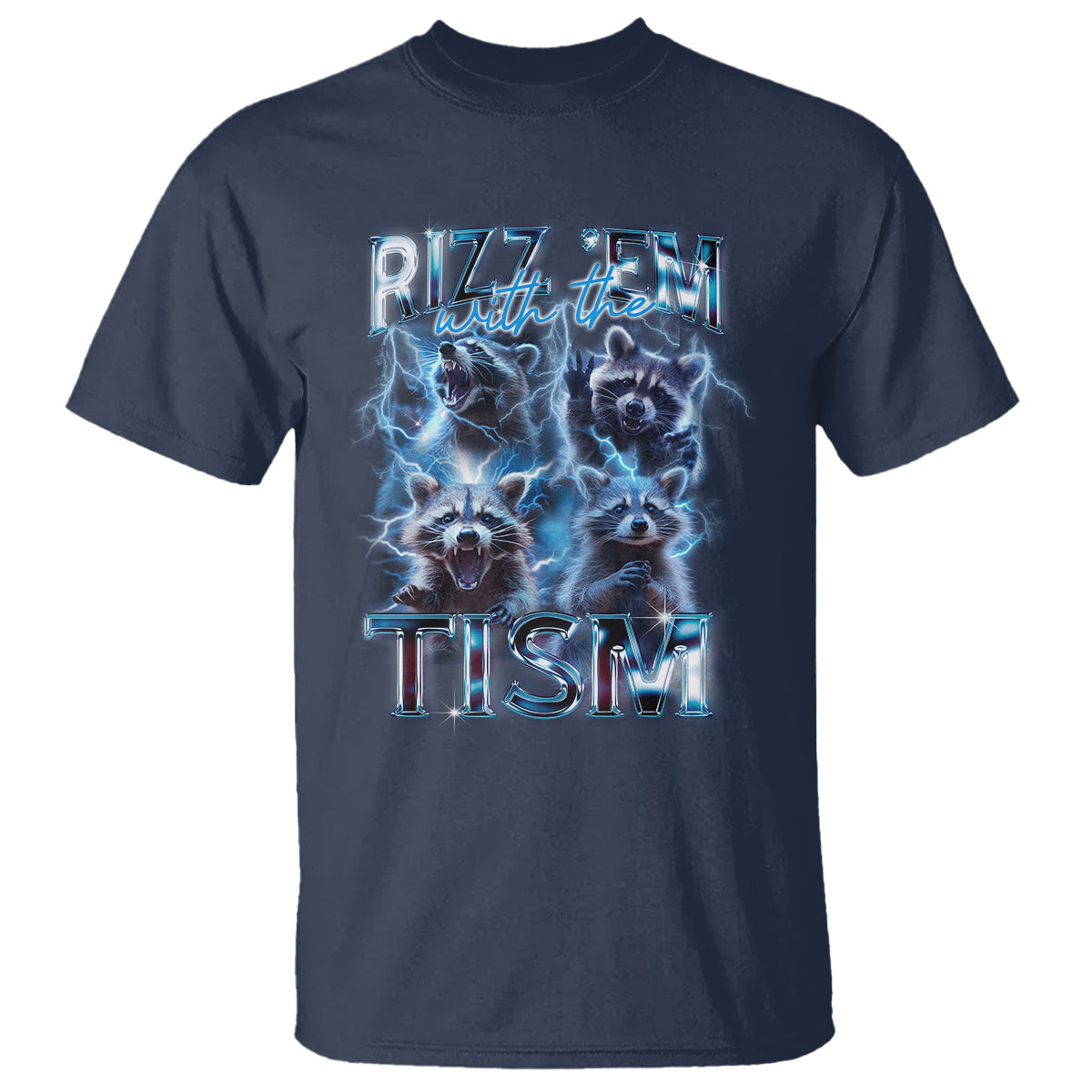 Autism Awareness T Shirt Rizz Em With The Tism Funny Meme Autistic Raccoon - Wonder Print Shop