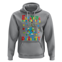 Autism Awareness Hoodie Everyone Communicates Different Puzzle Cute Earth - Wonder Print Shop