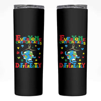 Autism Awareness Skinny Tumbler Everyone Communicates Different Puzzle Cute Earth