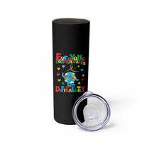 Autism Awareness Skinny Tumbler Everyone Communicates Different Puzzle Cute Earth
