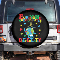 Autism Awareness Spare Tire Cover Everyone Communicates Different Puzzle Cute Earth