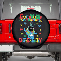 Autism Awareness Spare Tire Cover Everyone Communicates Different Puzzle Cute Earth