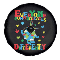 Autism Awareness Spare Tire Cover Everyone Communicates Different Puzzle Cute Earth