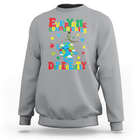 Autism Awareness Sweatshirt Everyone Communicates Different Puzzle Cute Earth - Wonder Print Shop