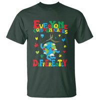 Autism Awareness T Shirt Everyone Communicates Different Puzzle Cute Earth - Wonder Print Shop