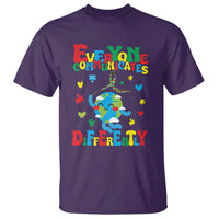 Autism Awareness T Shirt Everyone Communicates Different Puzzle Cute Earth - Wonder Print Shop