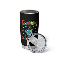 Autism Awareness Tumbler Cup Everyone Communicates Different Puzzle Cute Earth