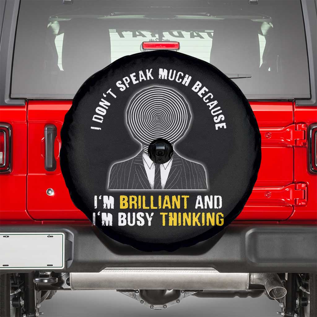 Autism Awareness Spare Tire Cover I Don't Speak Much Because I'm Brilliant  And I'm Busy Thinking Autistic Aesthetic Maze Man