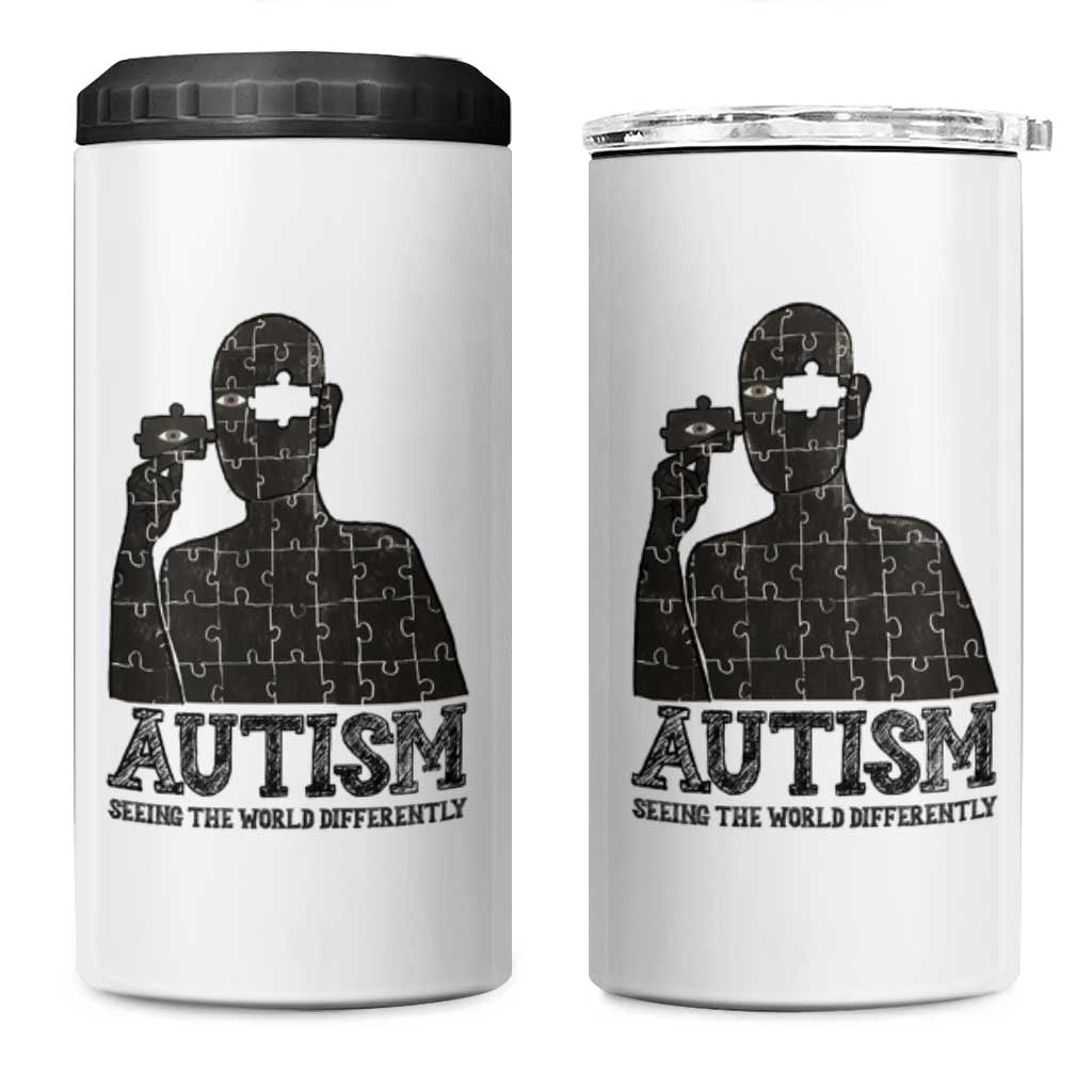 Autism Awareness 4 in 1 Can Cooler Tumbler Autistic Seeing The World From A Different Angle Aesthetic