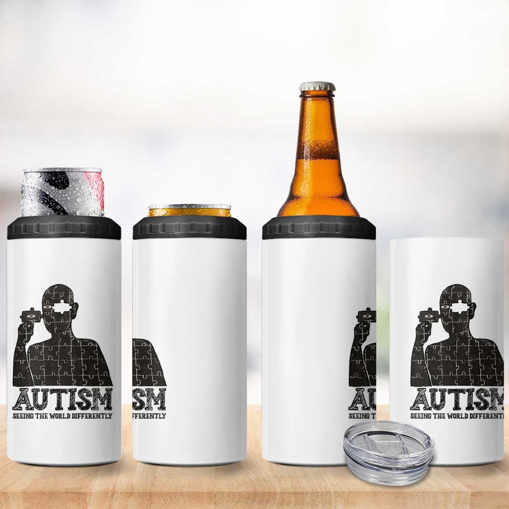 Autism Awareness 4 in 1 Can Cooler Tumbler Autistic Seeing The World From A Different Angle Aesthetic