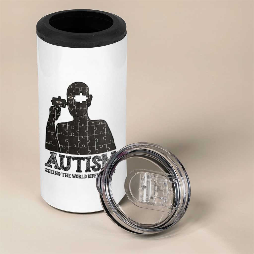 Autism Awareness 4 in 1 Can Cooler Tumbler Autistic Seeing The World From A Different Angle Aesthetic