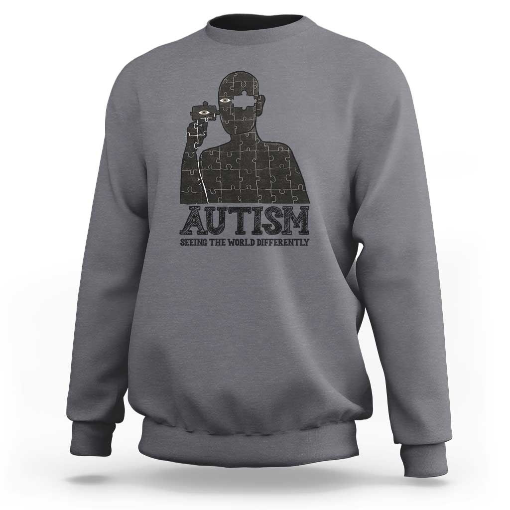 Autism Awareness Sweatshirt Autistic Seeing The World From A Different Angle Aesthetic
