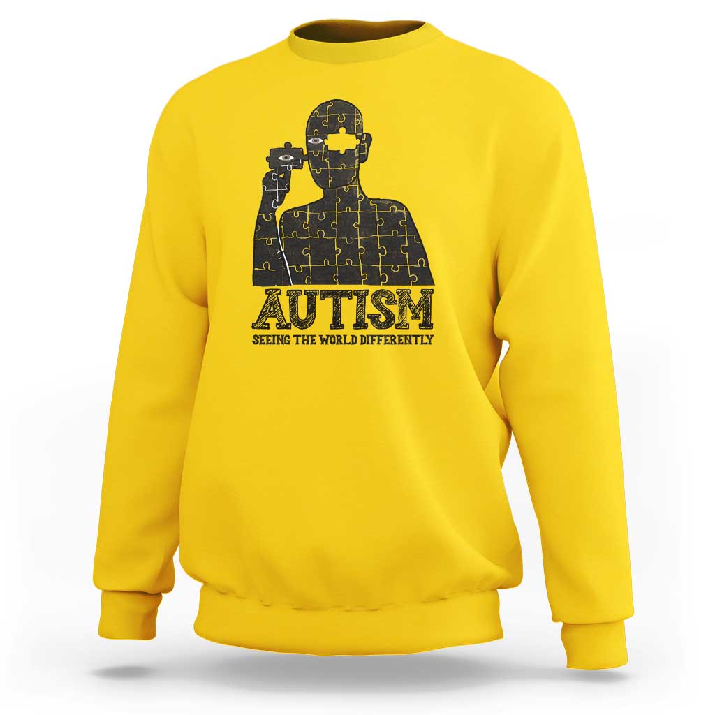 Autism Awareness Sweatshirt Autistic Seeing The World From A Different Angle Aesthetic