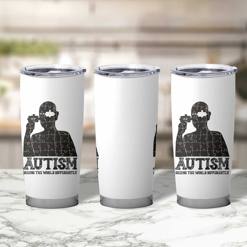 Autism Awareness Tumbler Cup Autistic Seeing The World From A Different Angle Aesthetic