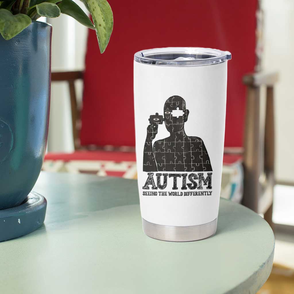 Autism Awareness Tumbler Cup Autistic Seeing The World From A Different Angle Aesthetic
