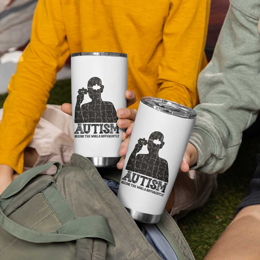 Autism Awareness Tumbler Cup Autistic Seeing The World From A Different Angle Aesthetic