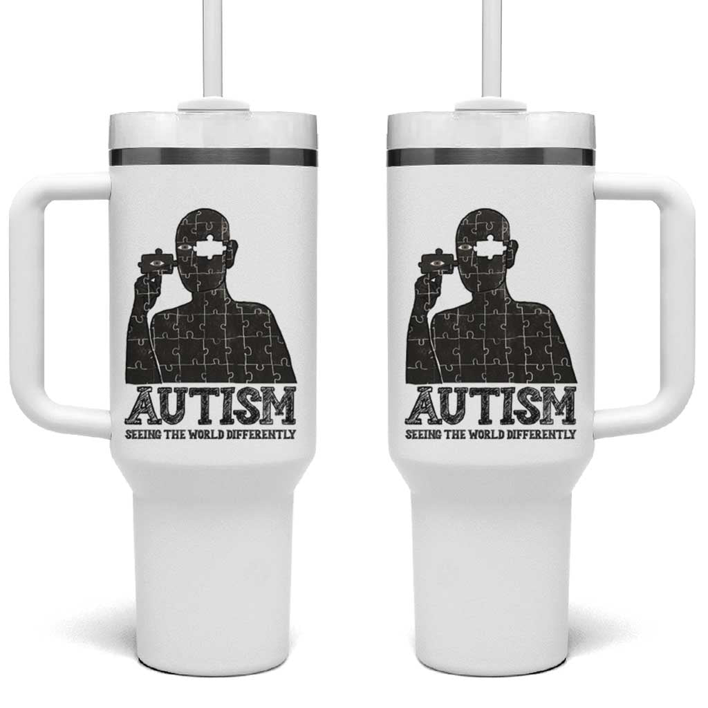 Autism Awareness Tumbler With Handle Autistic Seeing The World From A Different Angle Aesthetic