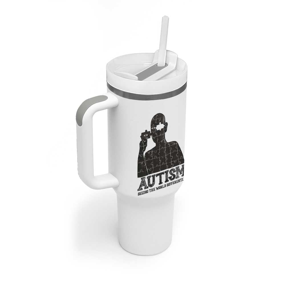 Autism Awareness Tumbler With Handle Autistic Seeing The World From A Different Angle Aesthetic
