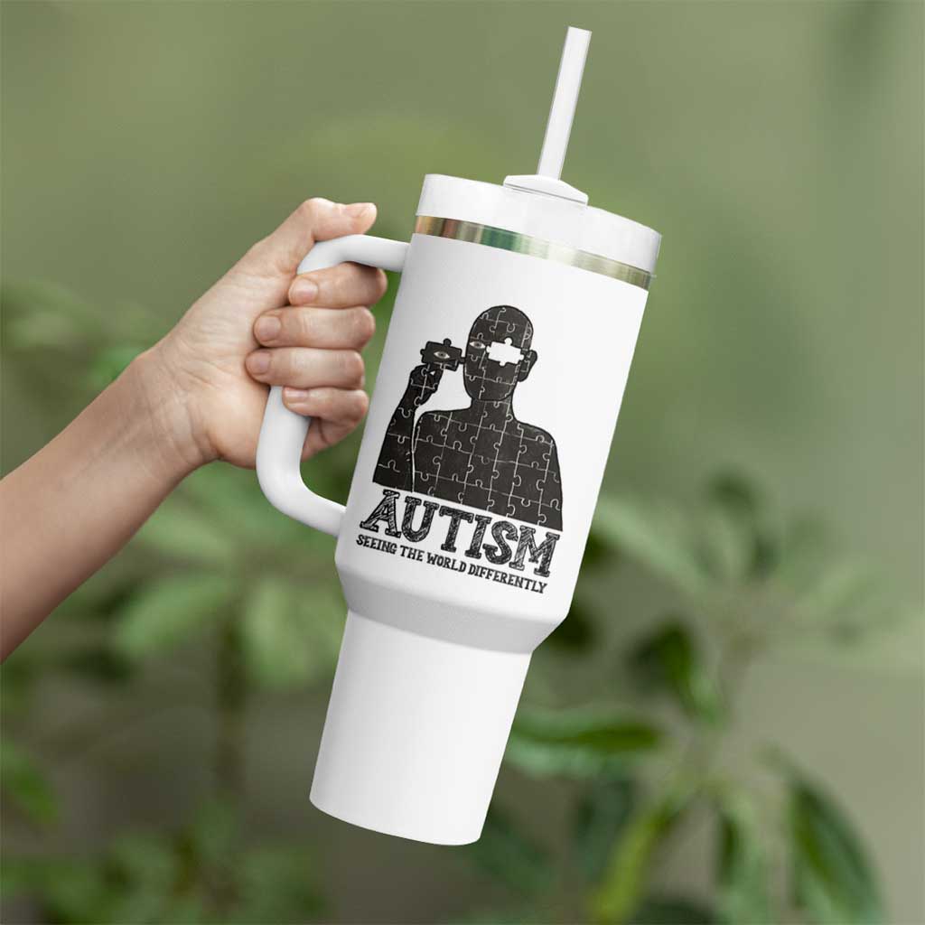 Autism Awareness Tumbler With Handle Autistic Seeing The World From A Different Angle Aesthetic