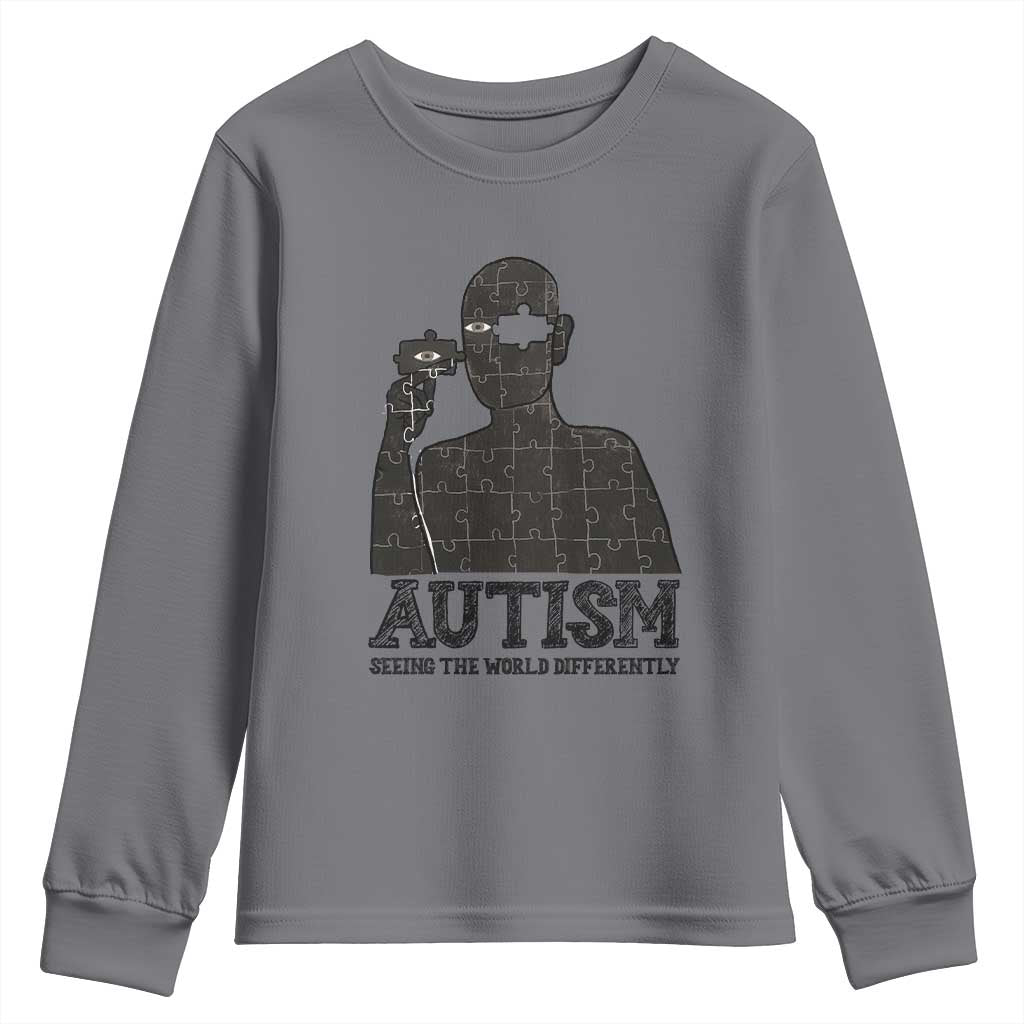 Autism Awareness Youth Sweatshirt Autistic Seeing The World From A Different Angle Aesthetic
