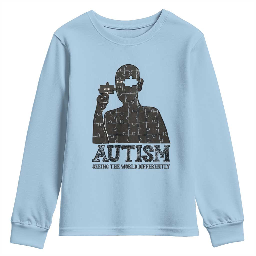 Autism Awareness Youth Sweatshirt Autistic Seeing The World From A Different Angle Aesthetic