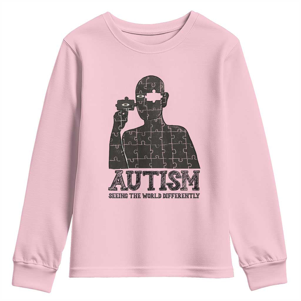 Autism Awareness Youth Sweatshirt Autistic Seeing The World From A Different Angle Aesthetic