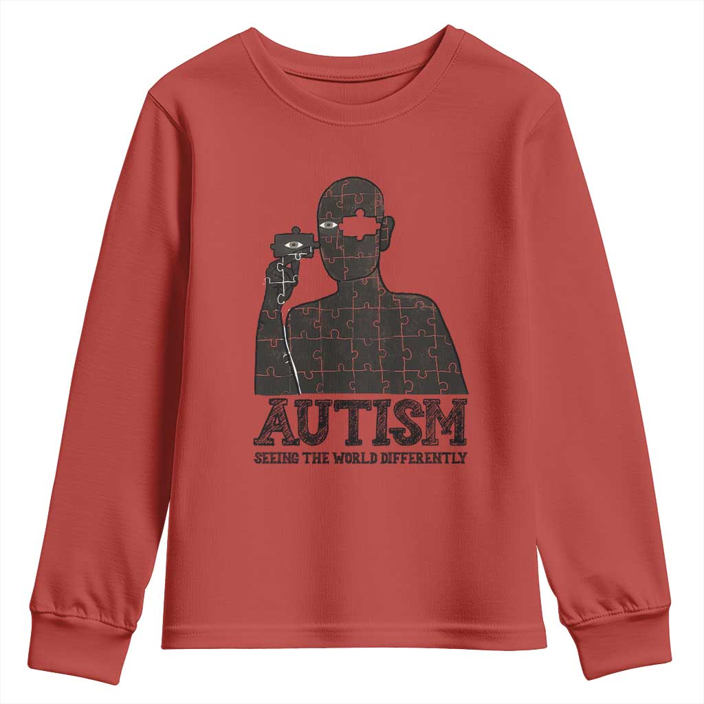 Autism Awareness Youth Sweatshirt Autistic Seeing The World From A Different Angle Aesthetic