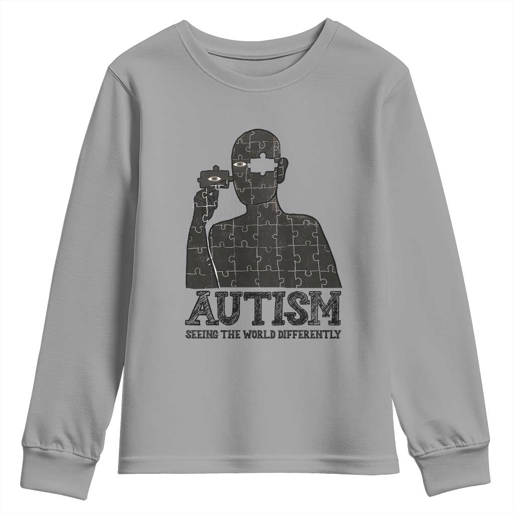 Autism Awareness Youth Sweatshirt Autistic Seeing The World From A Different Angle Aesthetic