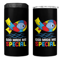 Autism Awareness 4 in 1 Can Cooler Tumbler God Made Me Special Cute Fish Puzzle Ribbon