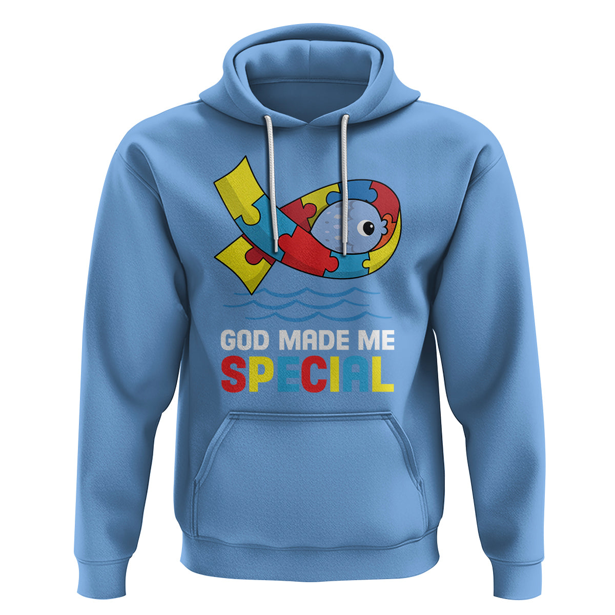 Autism Awareness Hoodie God Made Me Special Cute Fish Puzzle Ribbon - Wonder Print Shop