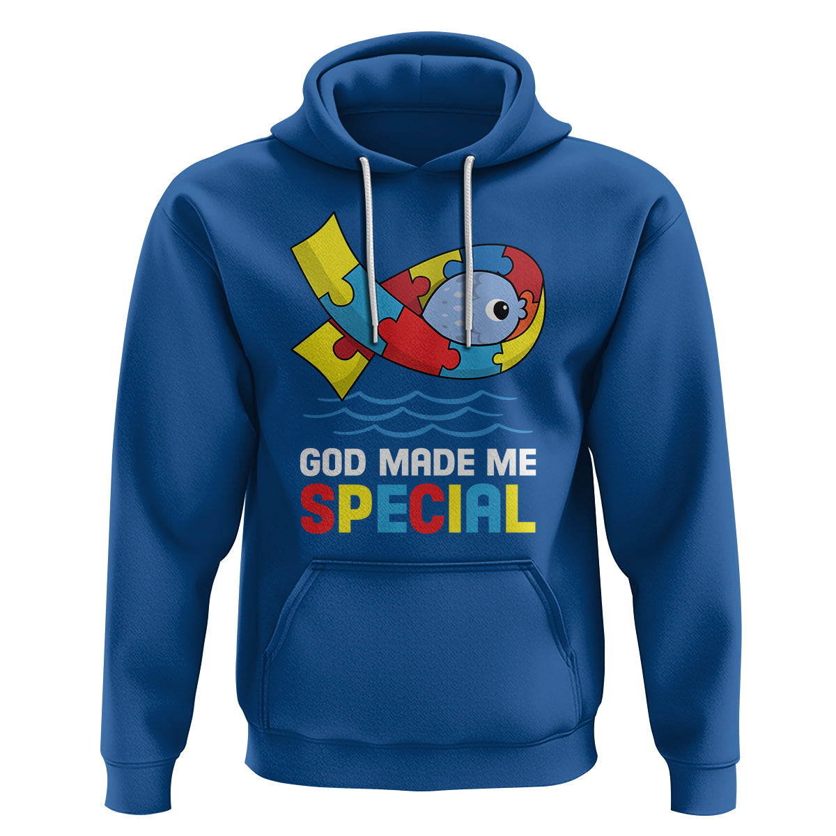 Autism Awareness Hoodie God Made Me Special Cute Fish Puzzle Ribbon - Wonder Print Shop
