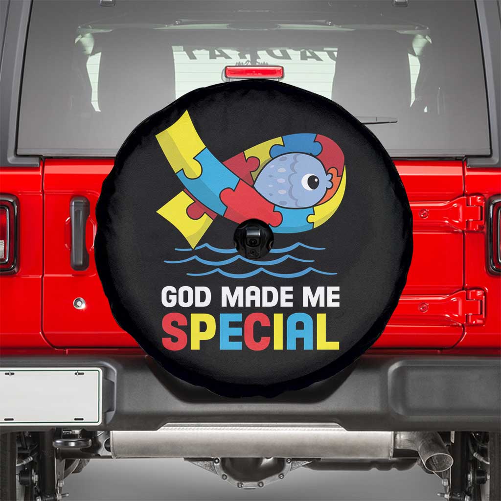 Autism Awareness Spare Tire Cover God Made Me Special Cute Fish Puzzle Ribbon