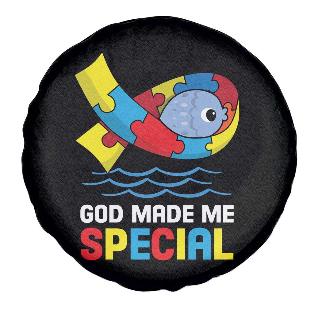 Autism Awareness Spare Tire Cover God Made Me Special Cute Fish Puzzle Ribbon