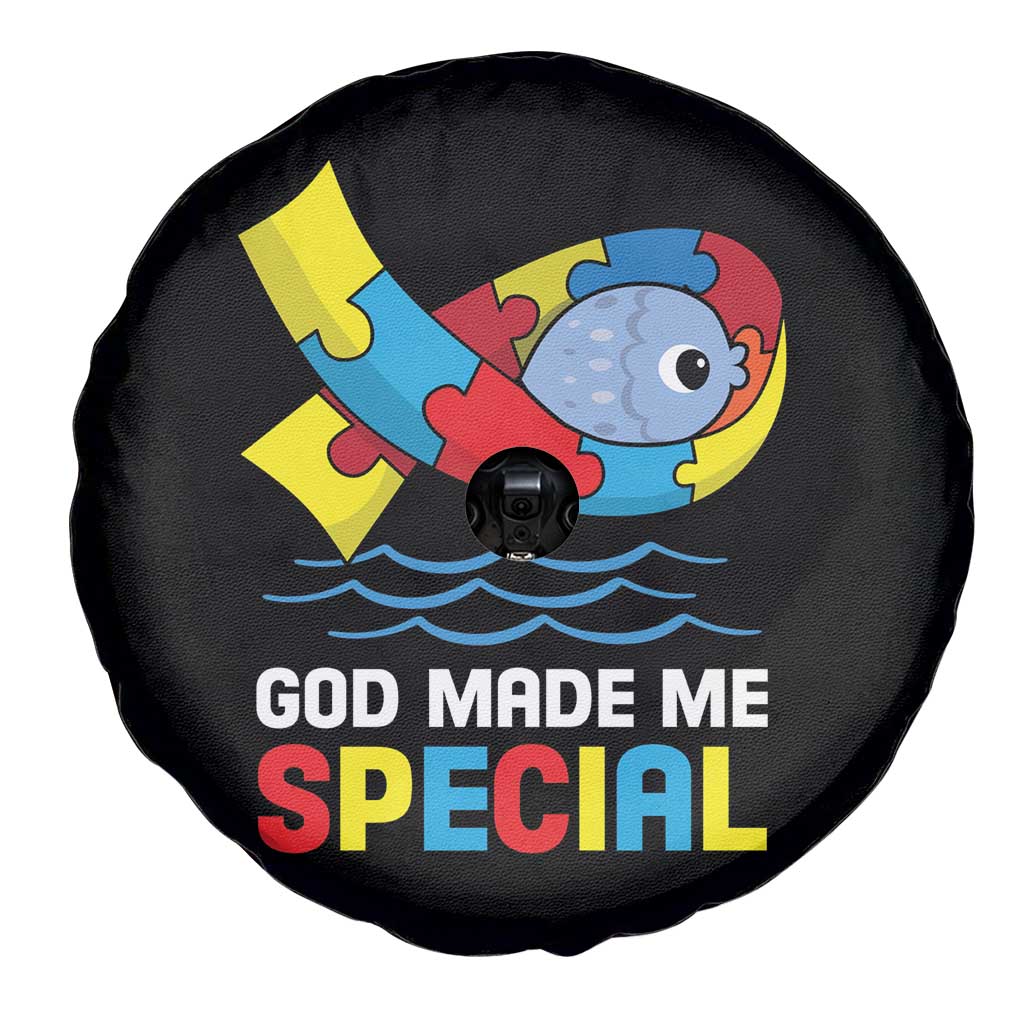 Autism Awareness Spare Tire Cover God Made Me Special Cute Fish Puzzle Ribbon