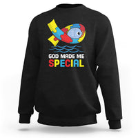Autism Awareness Sweatshirt God Made Me Special Cute Fish Puzzle Ribbon - Wonder Print Shop
