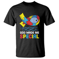 Autism Awareness T Shirt God Made Me Special Cute Fish Puzzle Ribbon - Wonder Print Shop