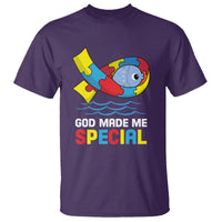Autism Awareness T Shirt God Made Me Special Cute Fish Puzzle Ribbon - Wonder Print Shop