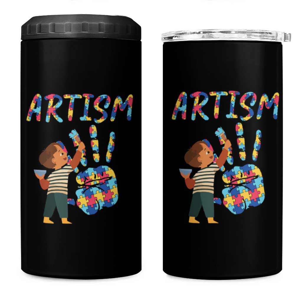 Autism Awareness 4 in 1 Can Cooler Tumbler Artism Puzzle Boys Men Artist Autistic
