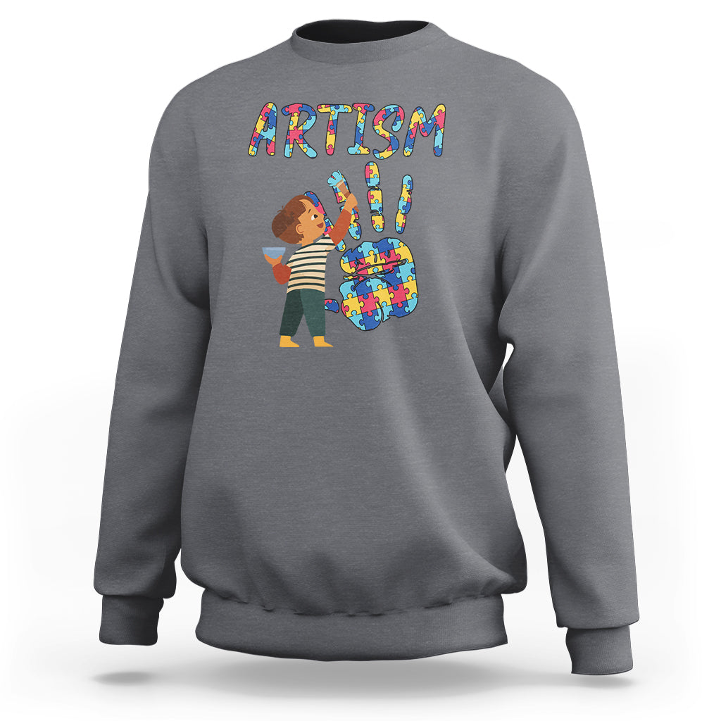 Autism Awareness Sweatshirt Artism Puzzle Boys Men Artist Autistic - Wonder Print Shop