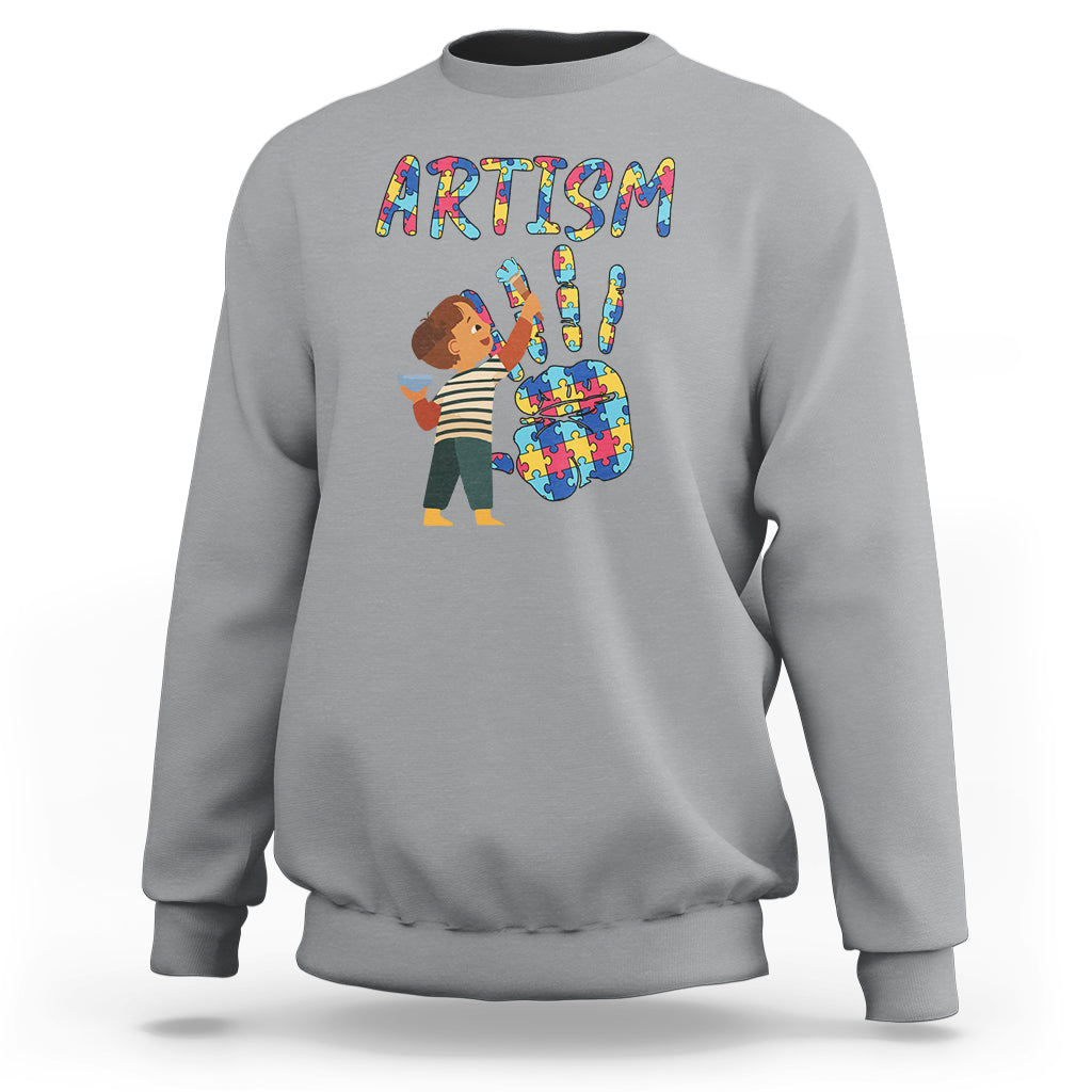 Autism Awareness Sweatshirt Artism Puzzle Boys Men Artist Autistic - Wonder Print Shop