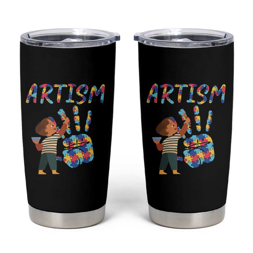 Autism Awareness Tumbler Cup Artism Puzzle Boys Men Artist Autistic
