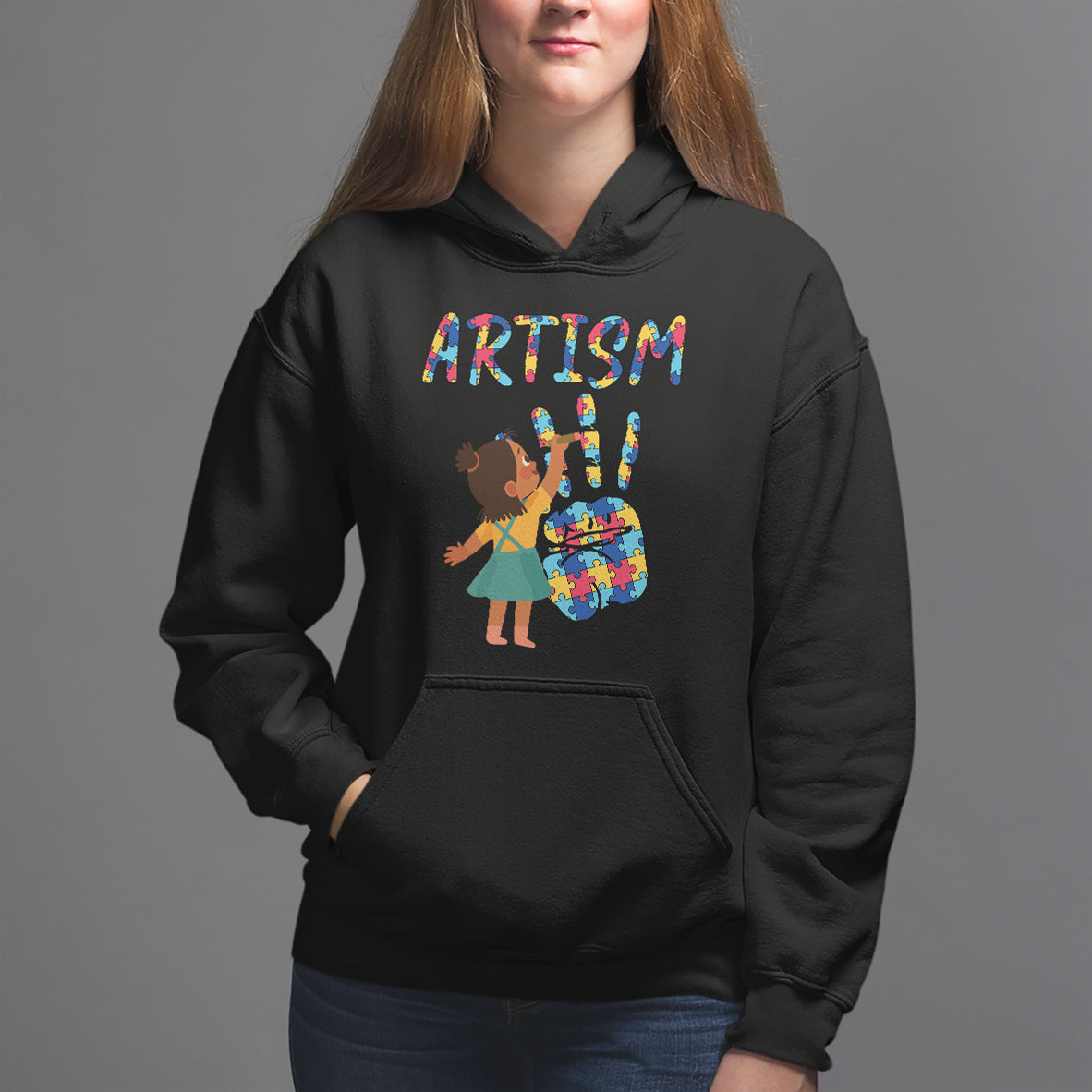 Autism Awareness Hoodie Artism Puzzle Girls Women Artist Autistic - Wonder Print Shop