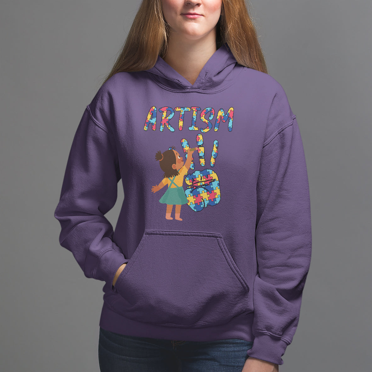 Autism Awareness Hoodie Artism Puzzle Girls Women Artist Autistic - Wonder Print Shop